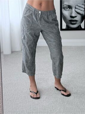 DKNY Gray Linen-Blend Casual Pants